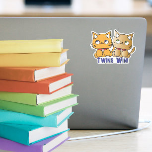 Funny Niedlich Kawaii Twin Cats Cartoon Custom Spr Aufkleber