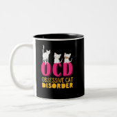 Funny Niedlich Kittens OCD Obsessive Cat Disease Zweifarbige Tasse (Links)