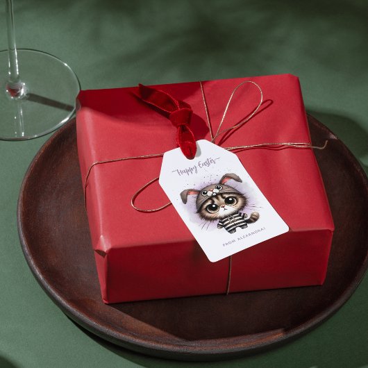 Funny Niedlich Kitty Bunny Ears Lila Happy Osterfe Geschenkanhänger