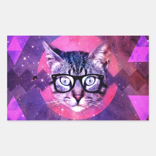 Funny Niedlich Kitty Glasses Cat Rechteckiger Aufkleber (Vorderseite)