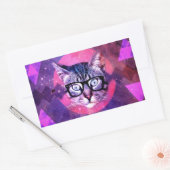 Funny Niedlich Kitty Glasses Cat Rechteckiger Aufkleber (Umschlag)