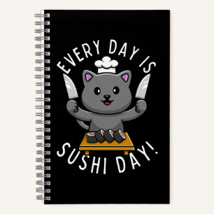 Funny Niedlich Koch Cat Jeden Tag ist Sushi Day Notizblock