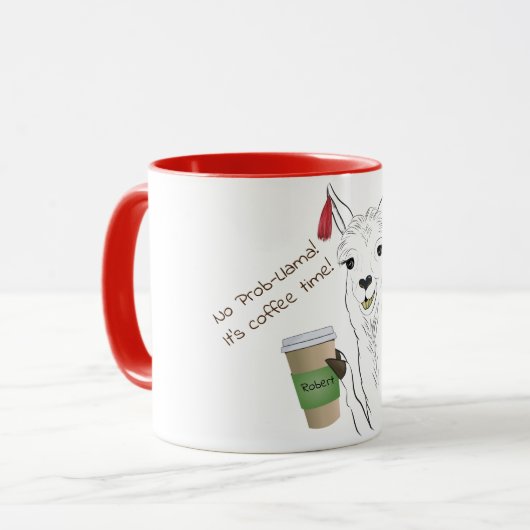Funny Niedlich Lama No Prob Lama! Tasse (Vorderseite Links)