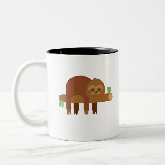 Funny Niedlich Lazy Sloth Gift Zweifarbige Tasse (Links)