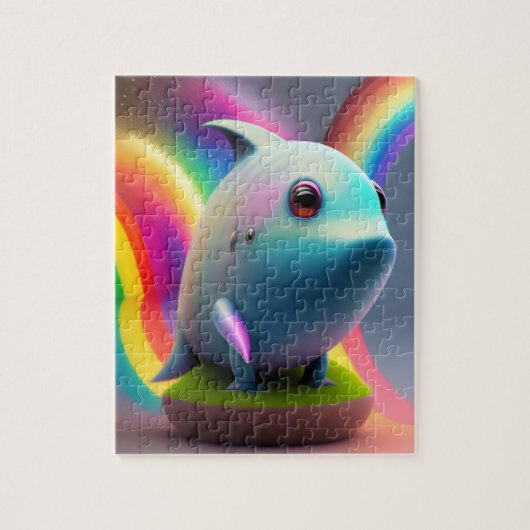 Funny Niedlich Little Baby Shark Wtith Rainbow Puzzle (Vertikal)