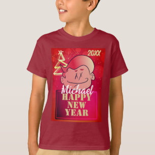 Funny Niedlich Little Cartoon Junge Happy New Year T-Shirt