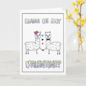 Funny Niedlich Llama Pun Valentine's Day Karte (Gelbe Blume)