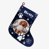 Funny niedlich marineblauer karierter Hund Haustie Großer Weihnachtsstrumpf (Vorderansicht (hängend))