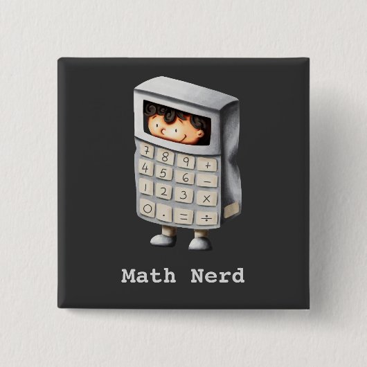 Funny Niedlich Math Nerd Calculator Button (Vorderseite)