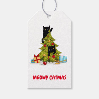 Funny Niedlich Meowy Weihnachtsbaum Gift Tags Geschenkanhänger