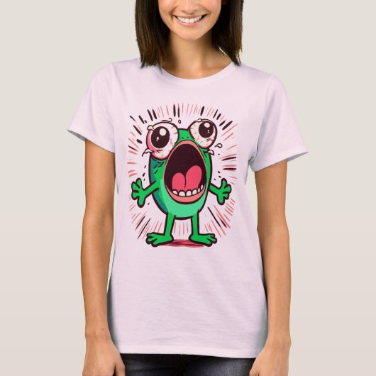 Funny Niedlich Modern Screening Frog Geschenk Frau T-Shirt (Vorderseite)