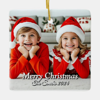 Funny, Niedlich, Modernes Foto Weihnachten Keramikornament