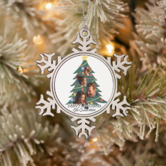 Funny, Niedlich, Modernes Foto Weihnachten Schneeflocken Zinn-Ornament