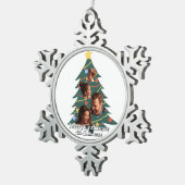 Funny, Niedlich, Modernes Foto Weihnachten Schneeflocken Zinn-Ornament (Rechts)