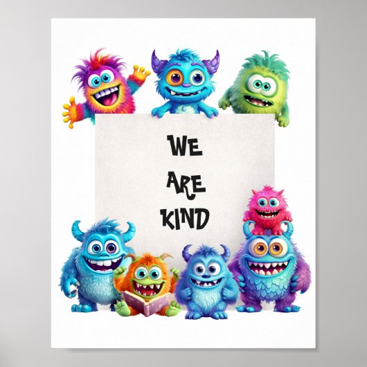Funny Niedlich Monsters Klassendekor Text Poster (Vorne)