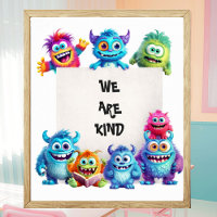 Funny Niedlich Monsters Klassendekor Text Poster