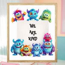 Funny Niedlich Monsters Klassendekor Text Poster
