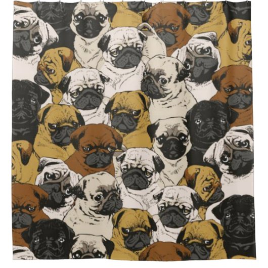Funny Niedlich Mops Bulldog Pattern Duschvorhang (Vorderseite)