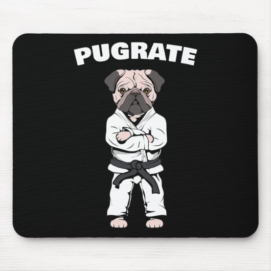 Funny Niedlich Mops Karate Black Belt Martial Art  Mousepad (Vorne)