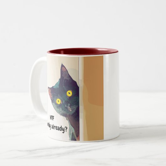 Funny niedlich Neugierige Katze illustrierte Tasse (Vorderseite Links)