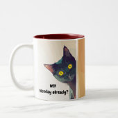 Funny niedlich Neugierige Katze illustrierte Tasse (Links)