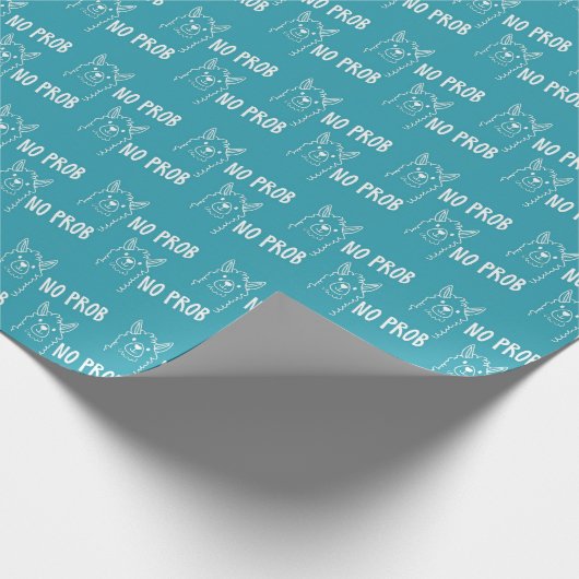 Funny Niedlich No Prob Llama Pattern Blau Geschenkpapier (Ecke)
