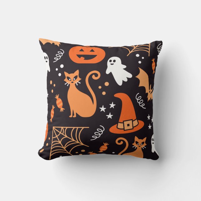 Funny Niedlich Orange Black Halloween Symbols Must Kissen (Vorderseite)