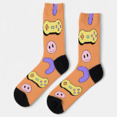 Funny niedlich orange pattern Gaming Socken (Linkes Detail)
