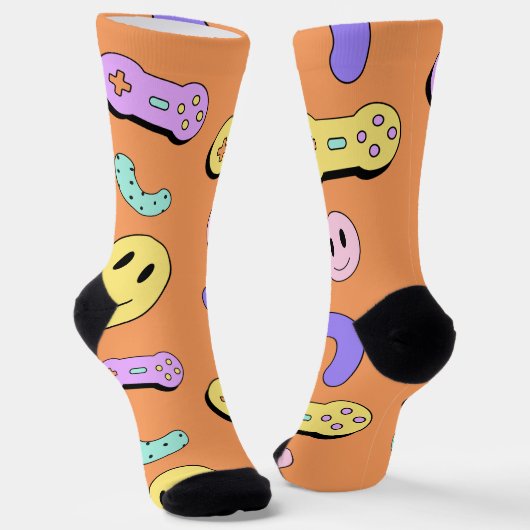 Funny niedlich orange pattern Gaming Socken (Gewinkelt)