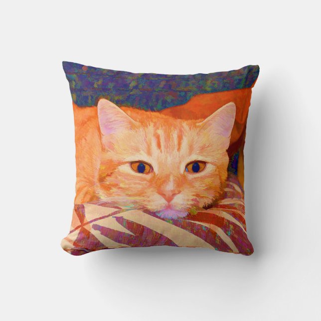 Funny Niedlich Orange Tabby Cat Kissen (Vorderseite)