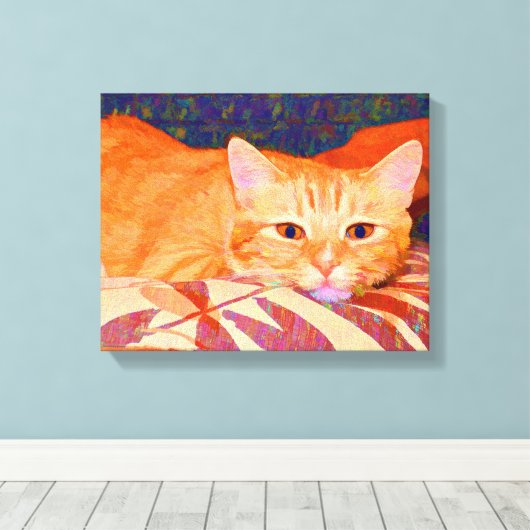Funny Niedlich Orange Tabby Cat Leinwanddruck (Insitu (Holzboden))