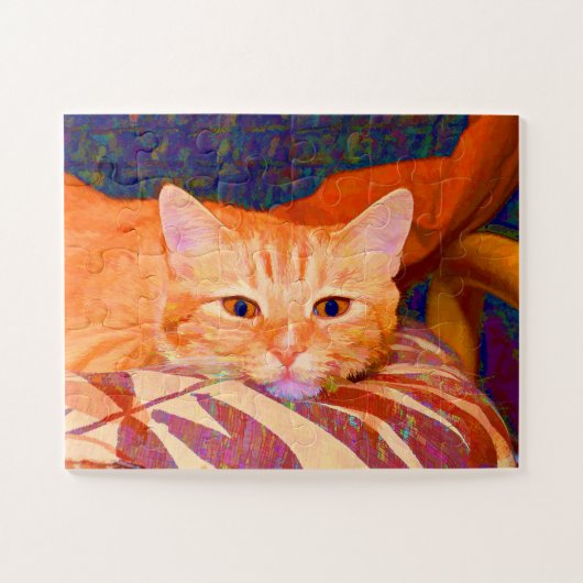 Funny Niedlich Orange Tabby Cat Puzzle (Horizontal)
