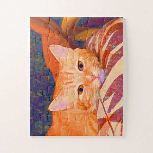 Funny Niedlich Orange Tabby Cat Puzzle (Vertikal)