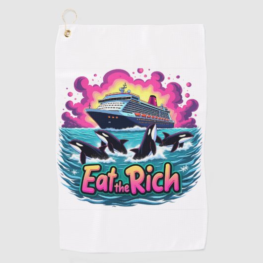 Funny Niedlich Orca Whale Ess The Rich Golfhandtuch (Vorderseite)