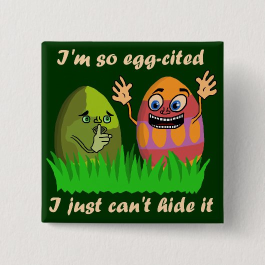 Funny Niedlich Ostereier Cartoon Button (Vorderseite)