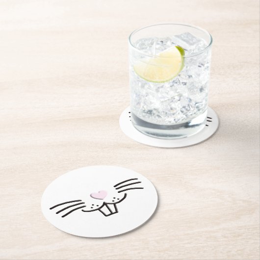 Funny niedlich Ostersonnige Kaninchen Gesichtsbild Runder Pappuntersetzer (Vor Ort)