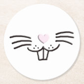 Funny niedlich Ostersonnige Kaninchen Gesichtsbild Runder Pappuntersetzer (Vorderseite)