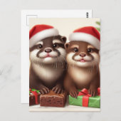 Funny Niedlich Otter Backen Weihnachtskekse Postkarte (Vorne/Hinten)