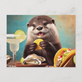 Funny Niedlich Otter mit Osyster Tacos und Margari Postkarte