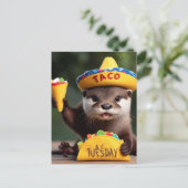 Funny Niedlich Otter mit Taco Postkarte (Stehend Vorderseite)