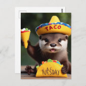 Funny Niedlich Otter mit Taco Postkarte (Vorne/Hinten)