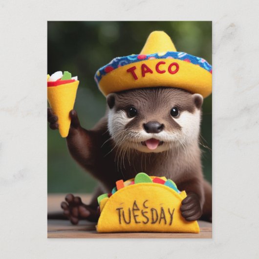 Funny Niedlich Otter mit Taco Postkarte (Vorderseite)