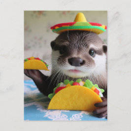 Funny Niedlich Otter mit Tacos Postkarte
