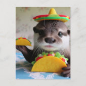 Funny Niedlich Otter mit Tacos Postkarte (Vorderseite)