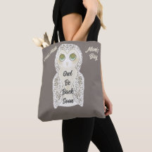Funny Niedlich Owl Be Bald Monogram Mama Bag