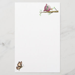 Funny Niedlich Owl & Butterfly Picture Briefpapier
