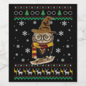 Funny Niedlich Owl Harry Magical Ugly Christmas Ge Weinetikett (Einzelnes Label)
