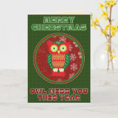 Funny Niedlich Owl Miss You Weihnachten Karte (Gelbe Blume)
