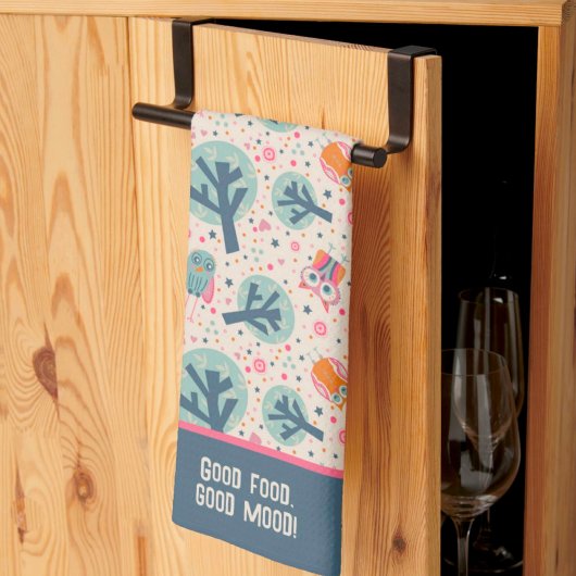 Funny Niedlich Owls Muster Personalisiertes Zitat Geschirrtuch