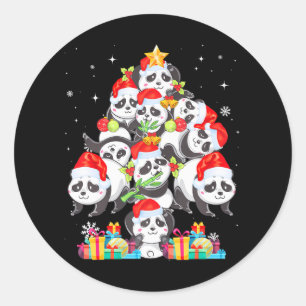 Funny Niedlich Panda Weihnachtsbaum Panda Panda Lo Runder Aufkleber